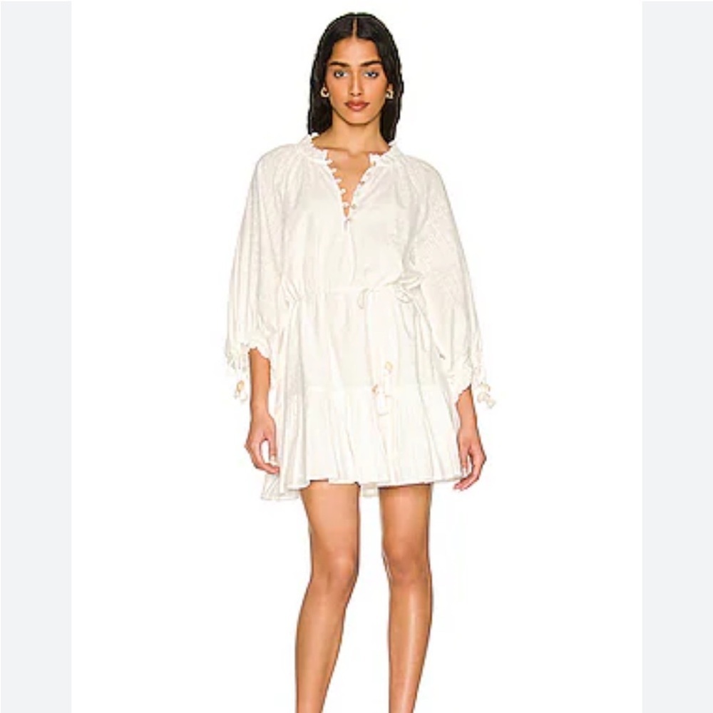 Cleobella Marci Ruffled Long sleeve White Dress Organic Cotton